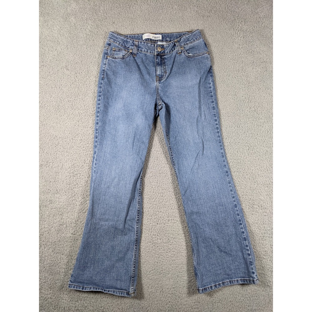 Faded Glory Flare Stretch Flare Jeans Womens 12.5 Blue Mid Rise Y2K Casual